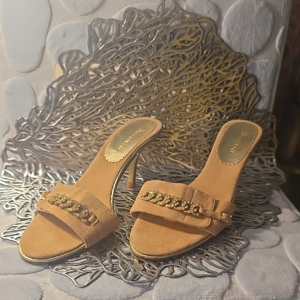 Albert Nipon beige Embellished Heels